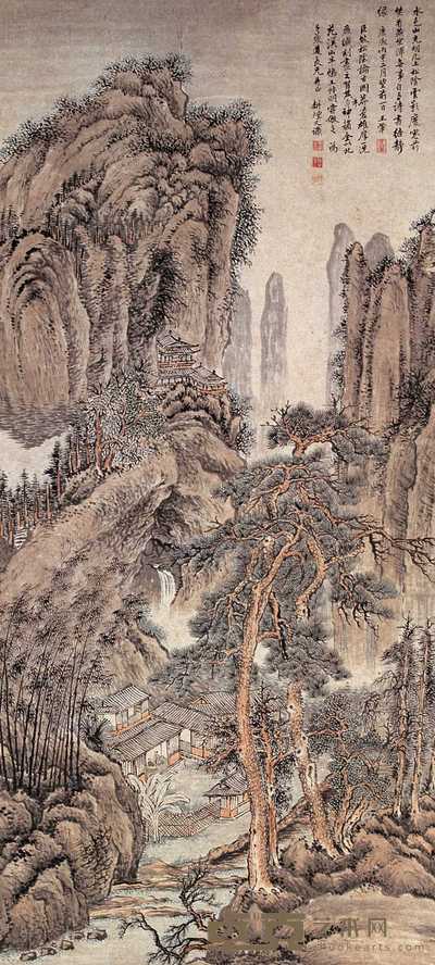 王翚（款） 松下对话 立轴 132×59cm